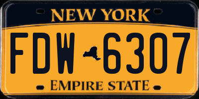 NY license plate FDW6307