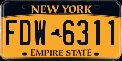 NY license plate FDW6311
