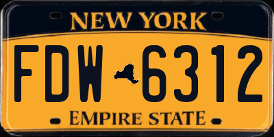 NY license plate FDW6312
