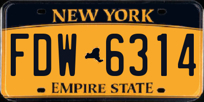 NY license plate FDW6314
