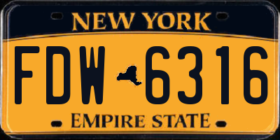NY license plate FDW6316