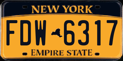 NY license plate FDW6317