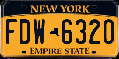 NY license plate FDW6320