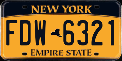 NY license plate FDW6321