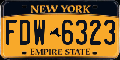 NY license plate FDW6323