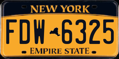 NY license plate FDW6325