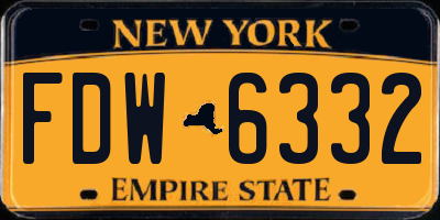 NY license plate FDW6332