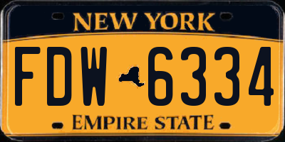 NY license plate FDW6334