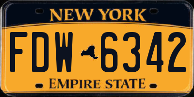 NY license plate FDW6342
