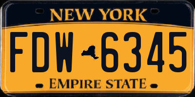 NY license plate FDW6345