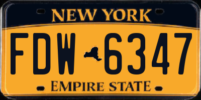 NY license plate FDW6347