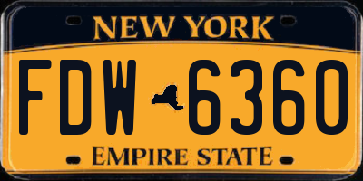 NY license plate FDW6360