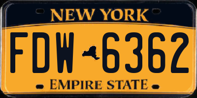 NY license plate FDW6362
