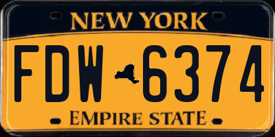NY license plate FDW6374
