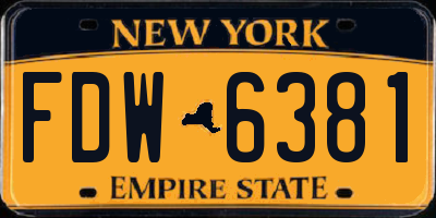 NY license plate FDW6381