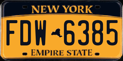 NY license plate FDW6385