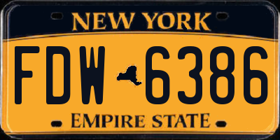 NY license plate FDW6386