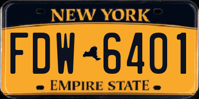 NY license plate FDW6401