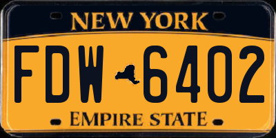 NY license plate FDW6402