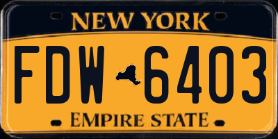 NY license plate FDW6403