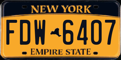 NY license plate FDW6407