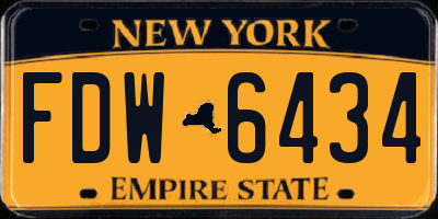 NY license plate FDW6434