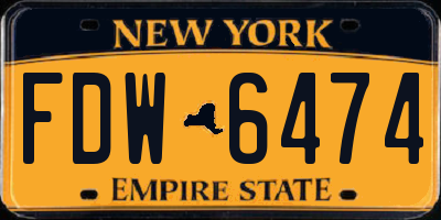 NY license plate FDW6474