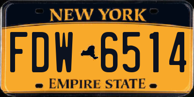 NY license plate FDW6514