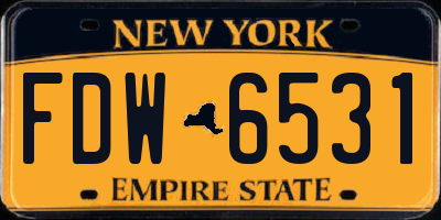 NY license plate FDW6531