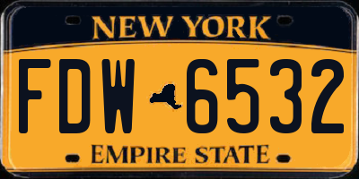 NY license plate FDW6532