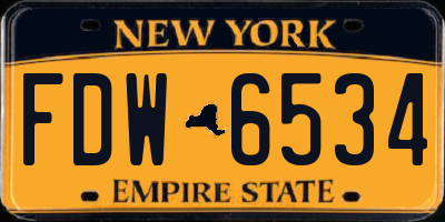 NY license plate FDW6534