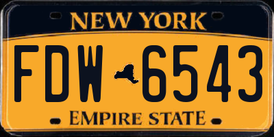 NY license plate FDW6543