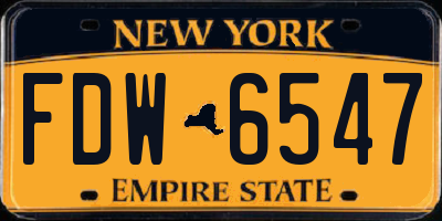 NY license plate FDW6547
