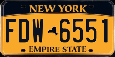 NY license plate FDW6551