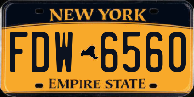 NY license plate FDW6560