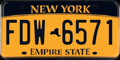NY license plate FDW6571