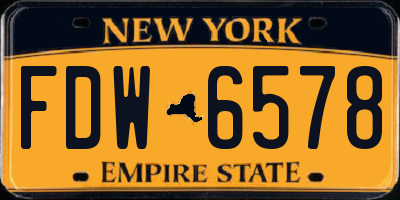 NY license plate FDW6578