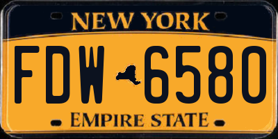NY license plate FDW6580
