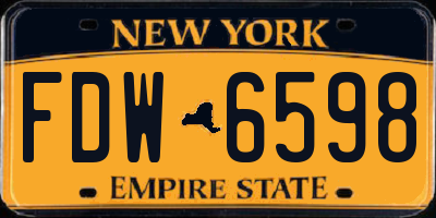 NY license plate FDW6598