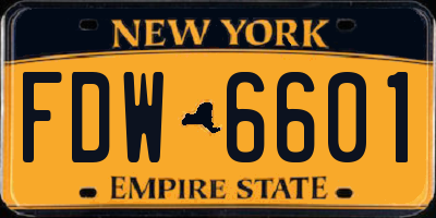 NY license plate FDW6601