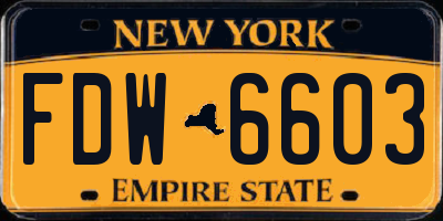 NY license plate FDW6603