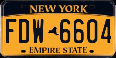 NY license plate FDW6604