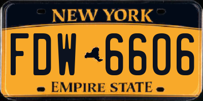 NY license plate FDW6606