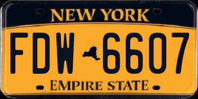 NY license plate FDW6607