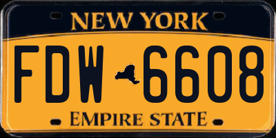 NY license plate FDW6608