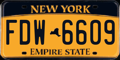 NY license plate FDW6609