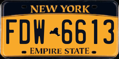 NY license plate FDW6613