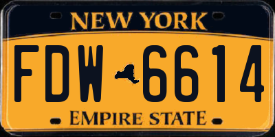 NY license plate FDW6614