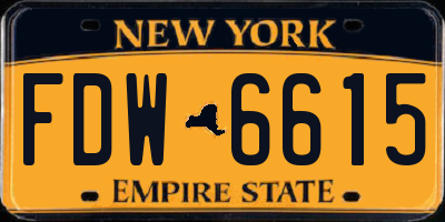 NY license plate FDW6615