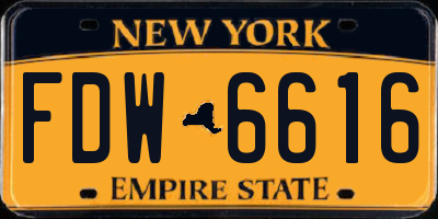 NY license plate FDW6616